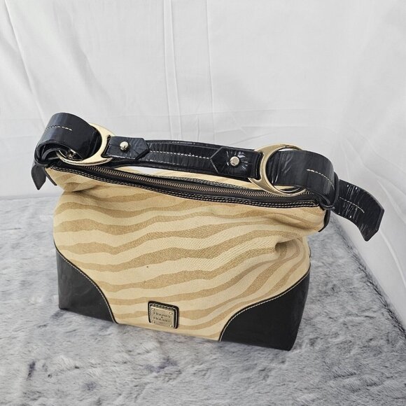 Dooney & Bourke Signature Jacquard Hand Bag Zebra Print Hobo Purse with Dust Bag - Picture 4 of 10